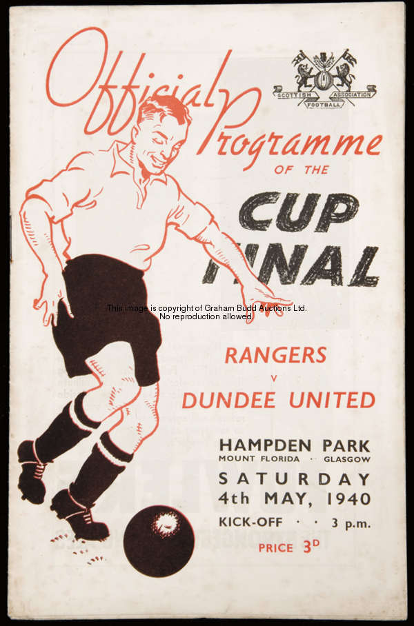 Scottish War Cup final Rangers v Dundee United played at Hampden Park 4th May 1940, section missing ...