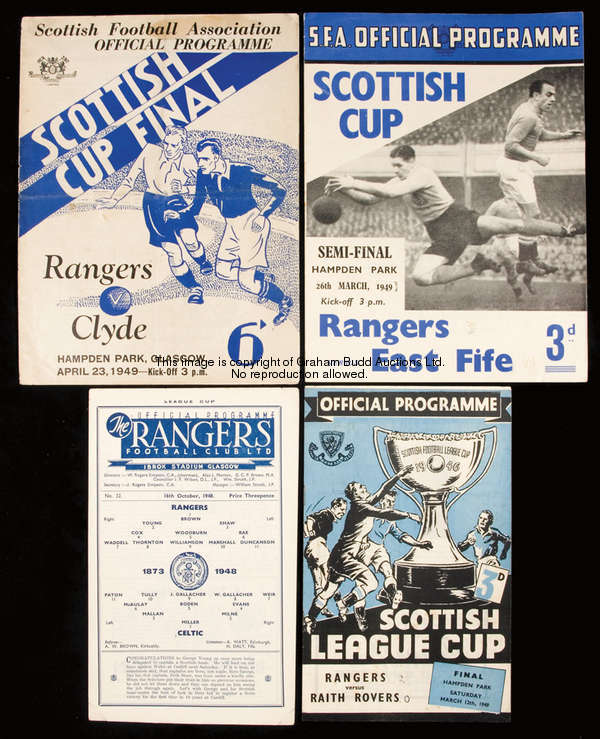 10 Glasgow Rangers programmes season 1948-49, comprising 7 homes, the Scottish Cup final & s/f  v Cl...