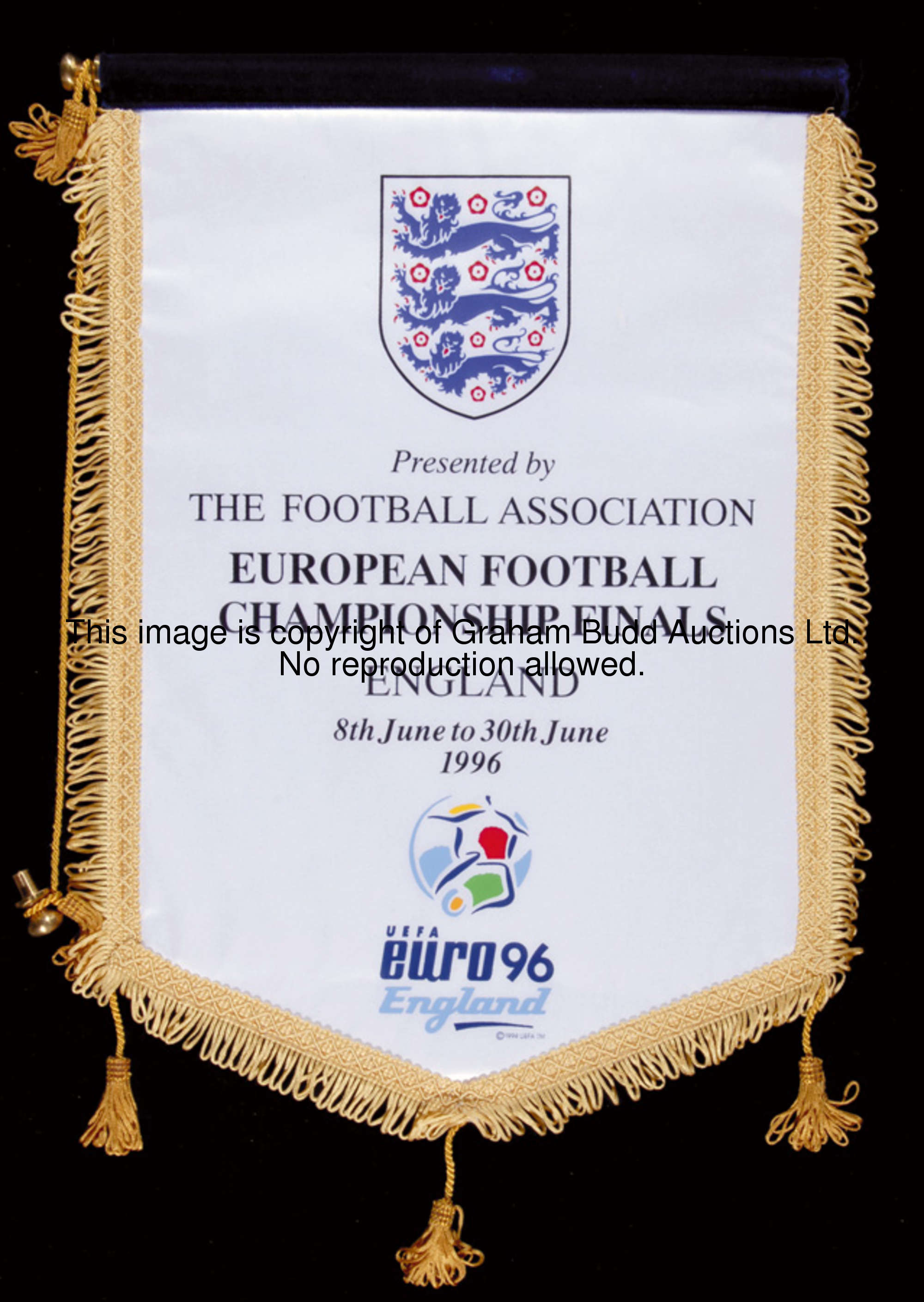 A collection of eight official England pennants, comprising F.A. examples signed by former managers ...