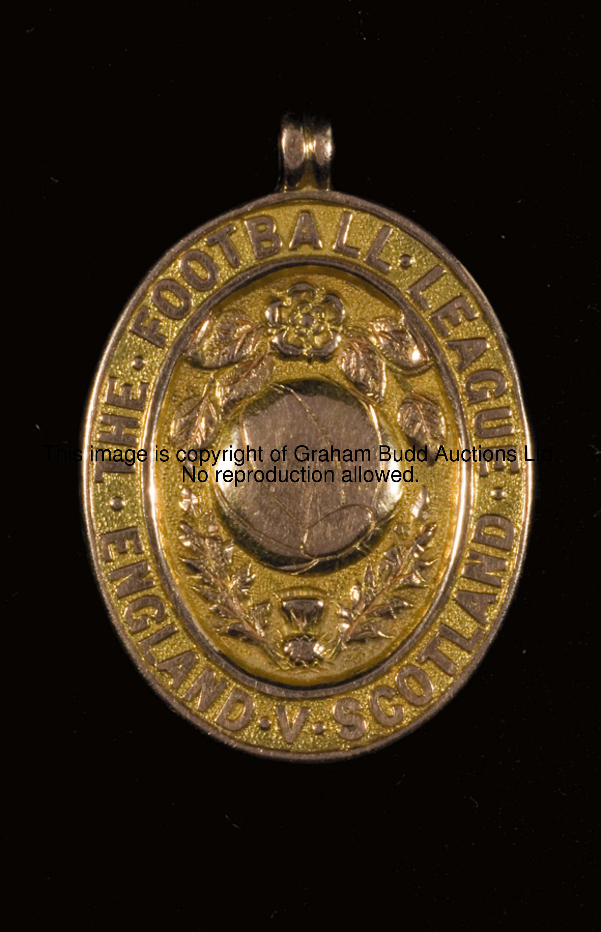 A 15ct. gold Football League representative medal 1910, the obverse inscribed THE FOOTBALL LEAGUE, E...