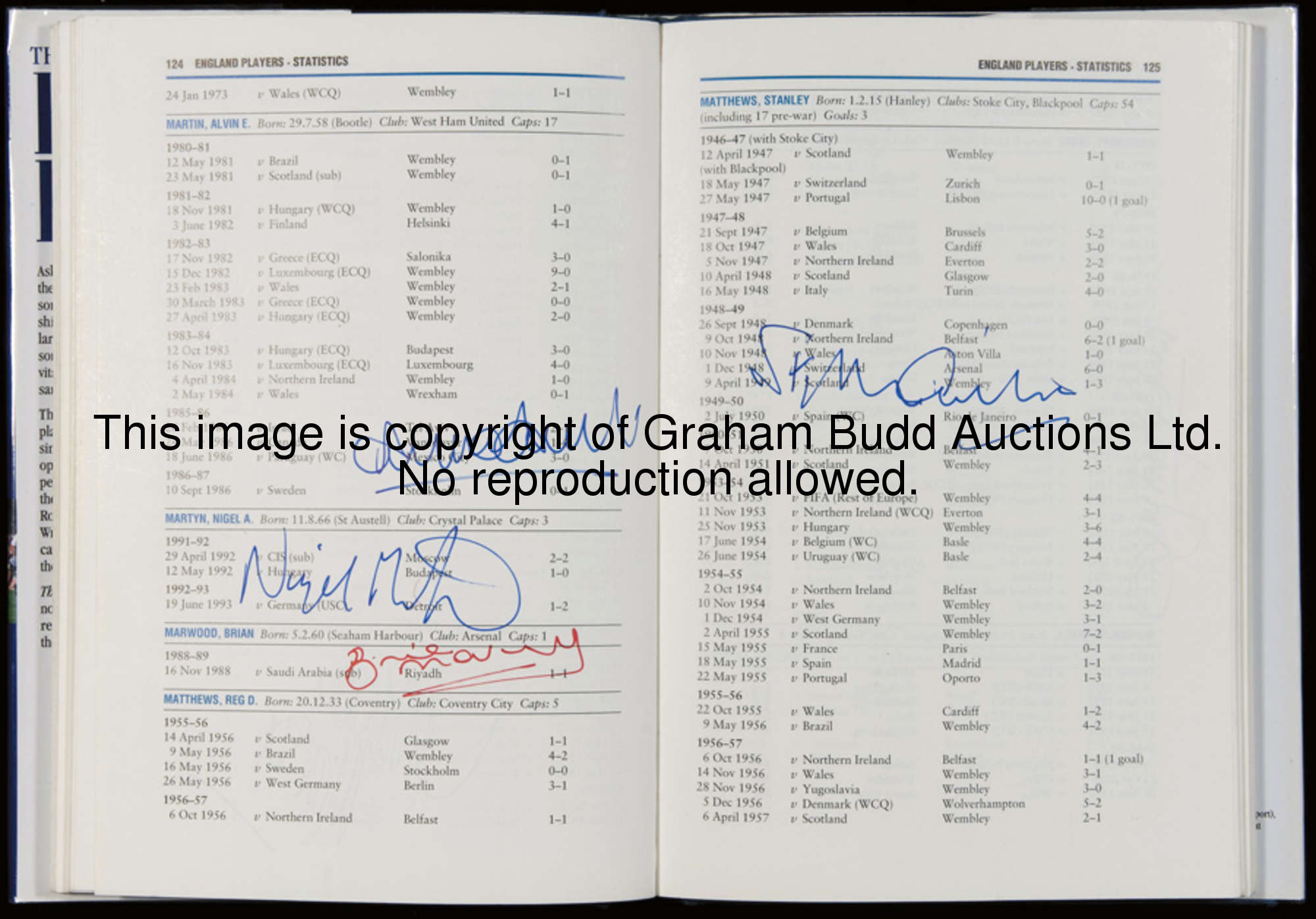 A multi-signed copy of The F.A. Complete Guide to England Players Since 1945, 165 autographs, signed...