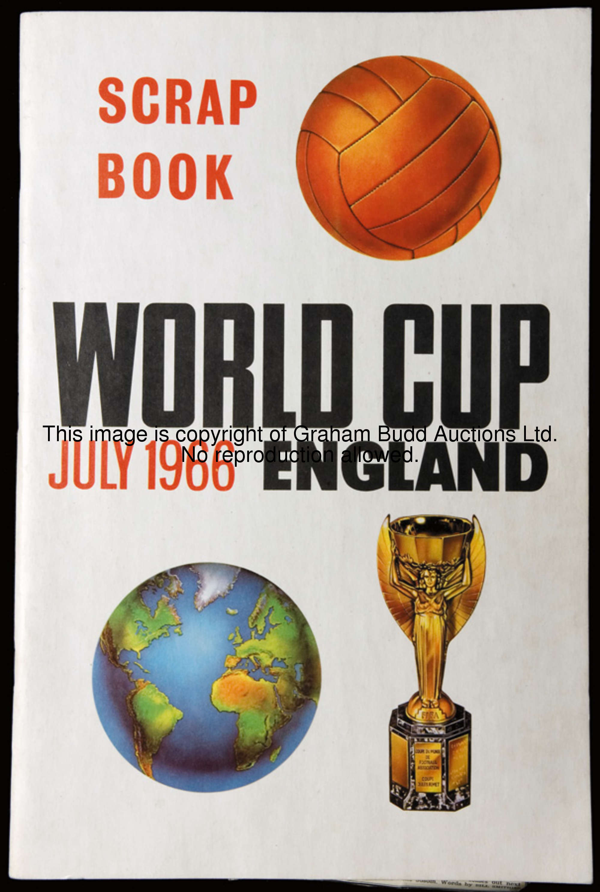 A 1966 World Cup scrapbook, pasted with press cuttings up to an including the final, together with a...