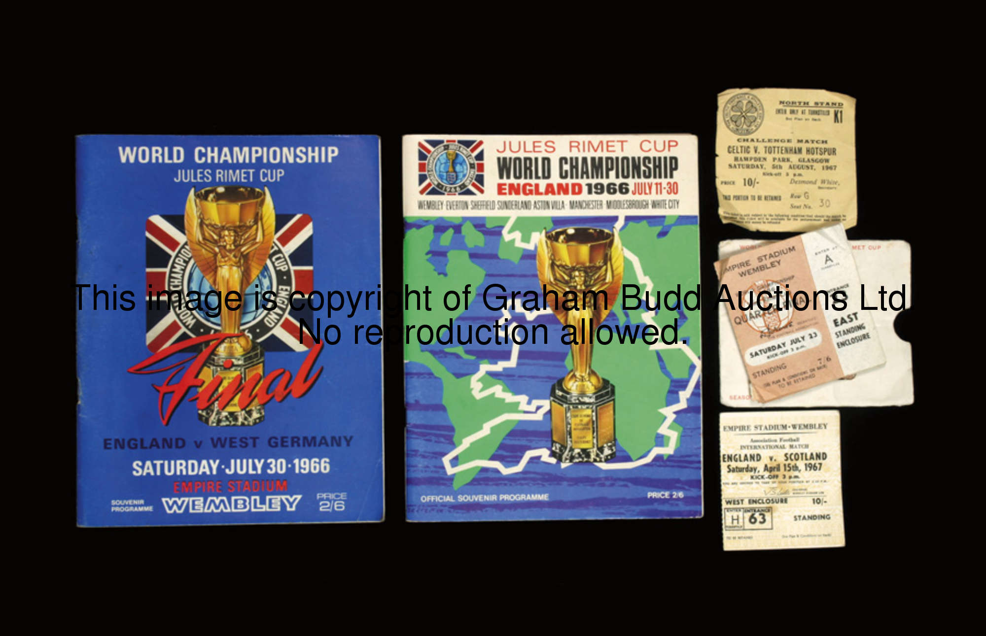 1966 World Cup programmes & ticket stubs, the final & tournament together with a paper wallet contai...