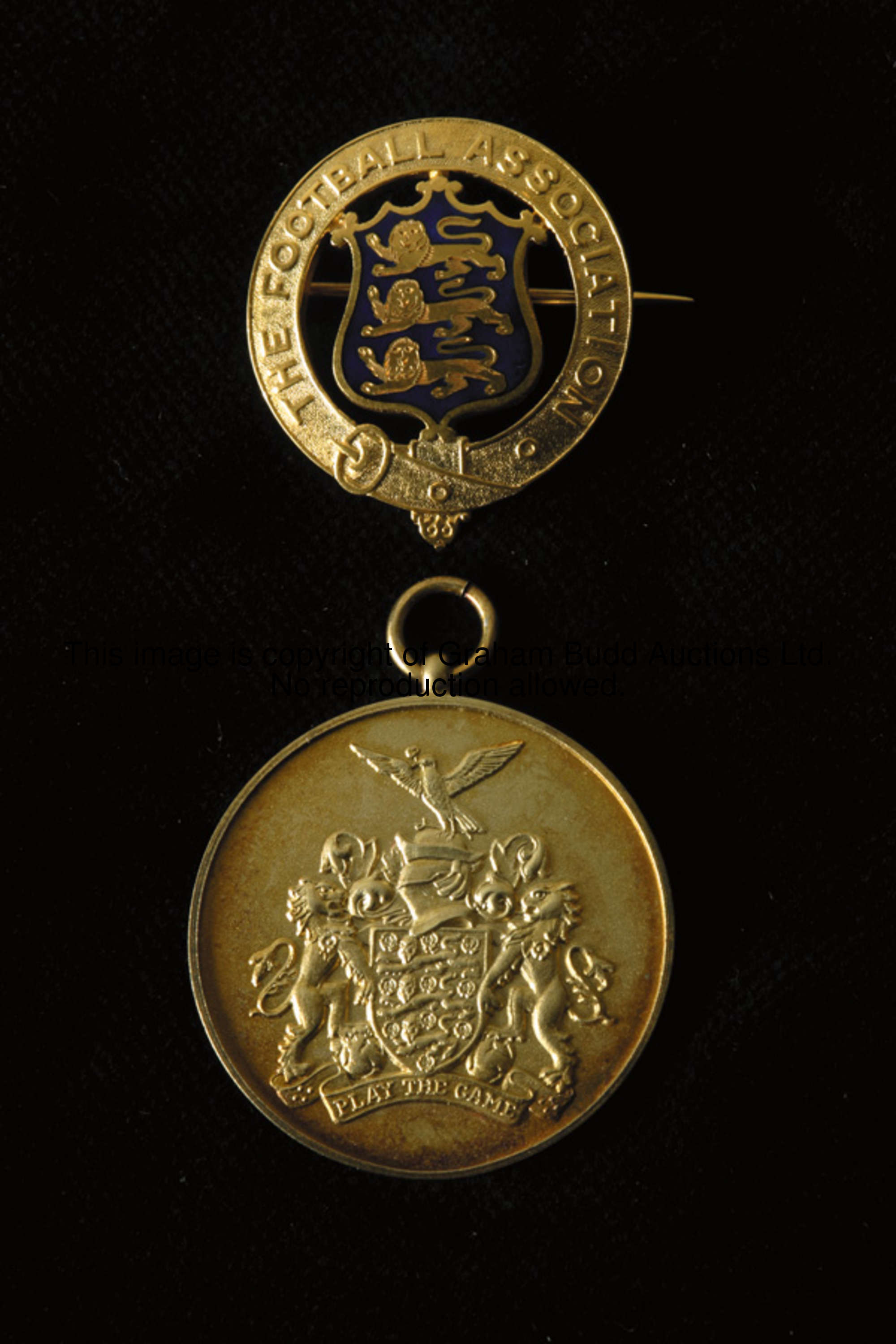 A silver-gilt Football Association representative match medal, hallmarked 1955 but undated, inscribe...