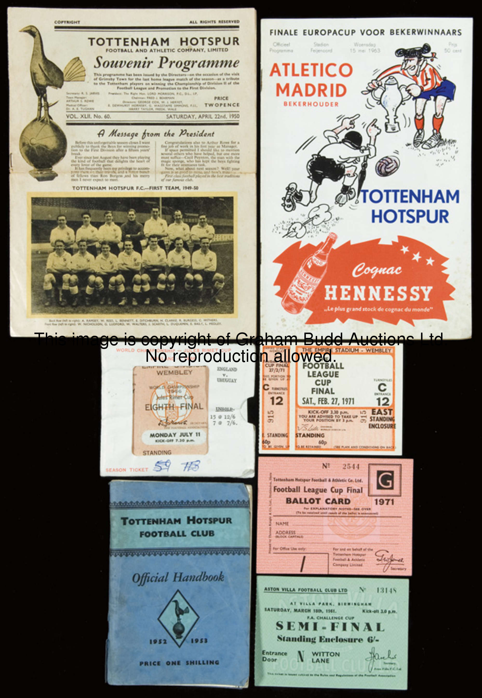 Tottenham Hotspur ephemera, programmes including 5 copies of the 1963 ECWC final, 2 copies of Hadjuk...