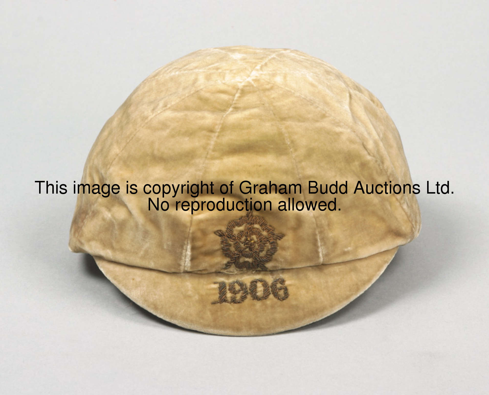 A white England v Ireland international cap season 1905-06, with metal thread English rose and inscr...