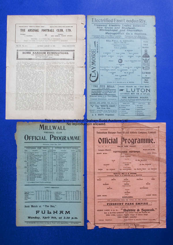Millwall v Chelsea wartime London Combination League programme 21st October 1916 
