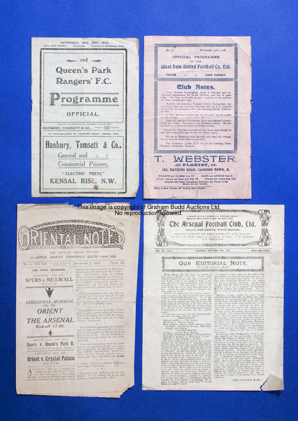 Queen's Park Rangers v Chelsea wartime London Combination League programme 26th October 1918 