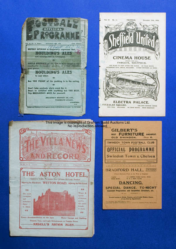 Three Chelsea away programmes season 1919-20, v Liverpool, a combined programme covering Everton res...