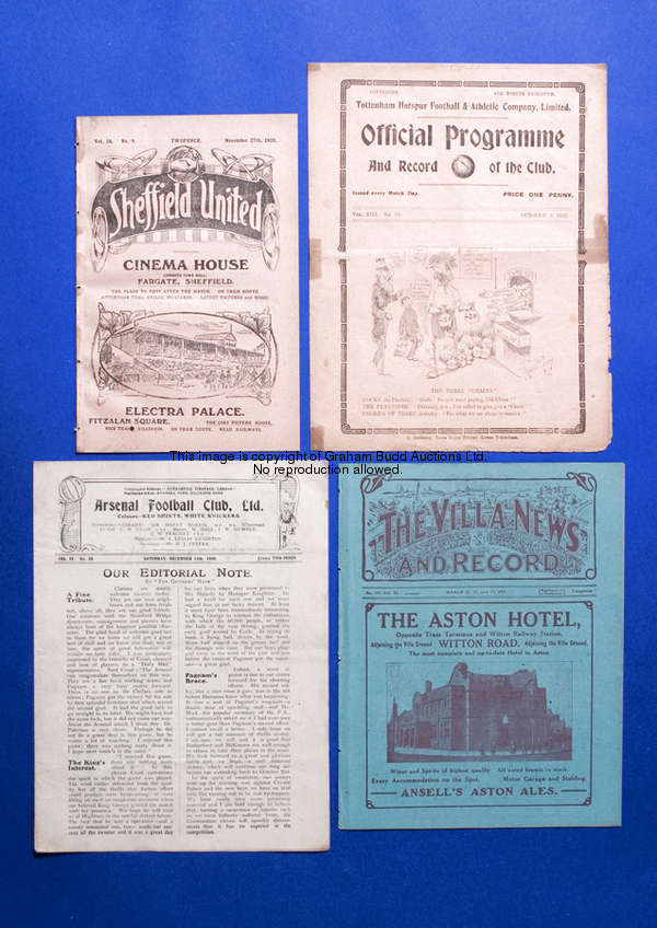 Two Chelsea away programmes season 1920-21, Arsenal & Aston Villa, a combined programme covering als...