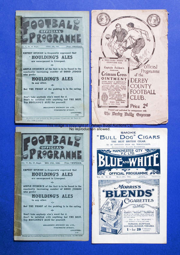 Three Chelsea away programmes season 1920-21, Liverpool, a combined programme covering Everton reser...