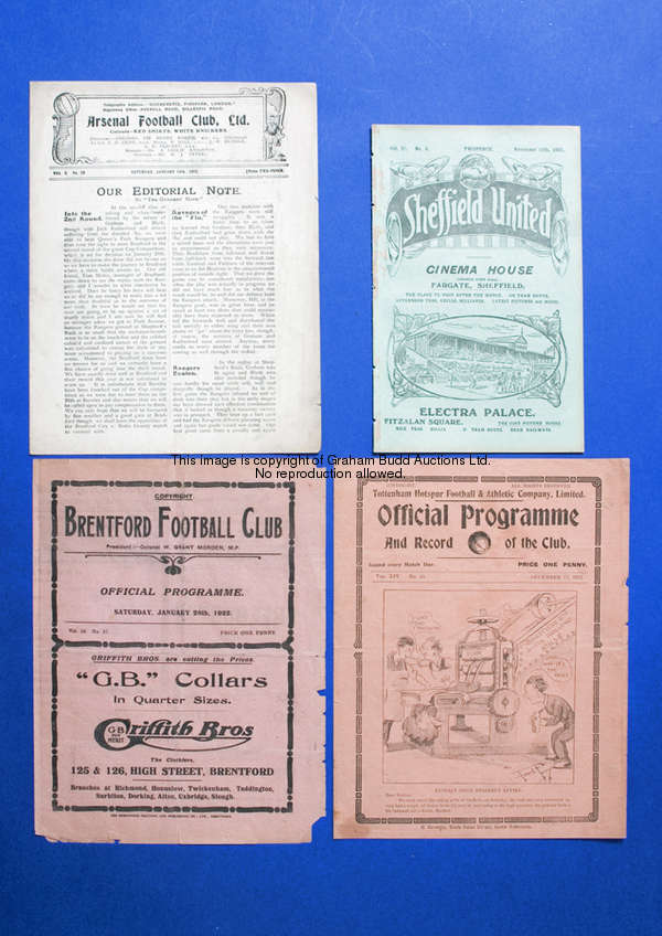 Two Chelsea away programmes season 1921-22, Arsenal & Sheffield United 