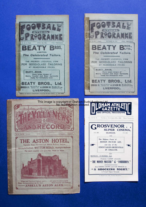 Three Chelsea away programmes season 1921-22, Liverpool, a combined programme covering Everton reser...