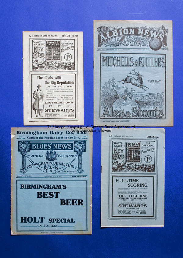 Birmingham v Chelsea programme 2nd September 1922, covers detached at spine 