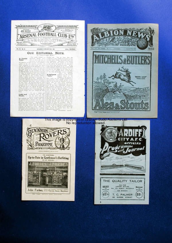 Two Chelsea away programmes season 1922-23, Arsenal & WBA  illustrated top 