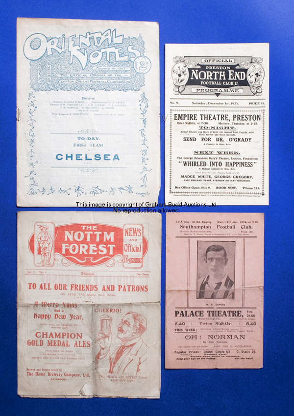 London Challenge Cup programme, Clapton Orient v Chelsea 22nd October 1923  illustrated top left 
