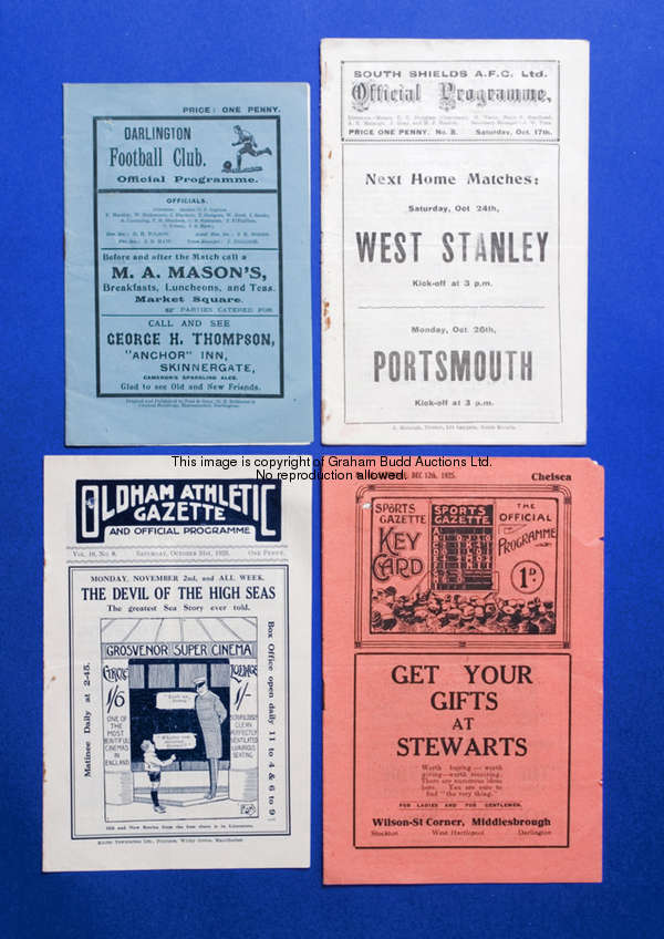 Oldham Athletic v Chelsea programme 31st October 1925  illustrated bottom left 