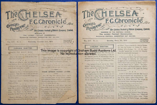 Chelsea v Brentford Palace First World War London Football Combination programme 8th March 1919 