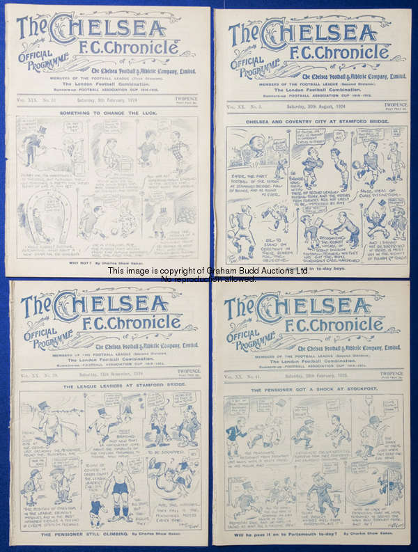 Seven Chelsea home programmes season 1924-25, v Coventry, Leicester, Sheffield Wednesday, Crystal Pa...