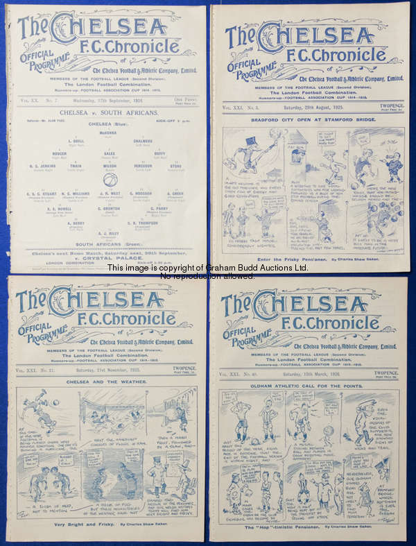 Chelsea v South Africans programme played at Stamford Bridge 17th September 1924, ex-binder  This pr...