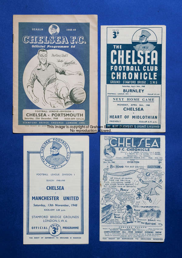 68 Chelsea home programmes dating between seasons 1946-47 and 1948-49, League and Cup fixtures