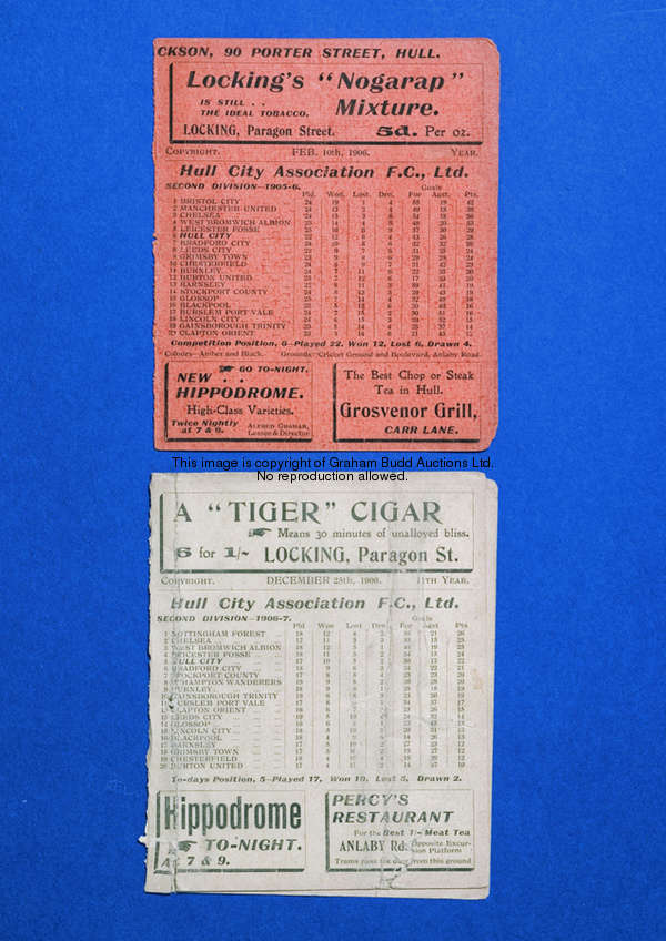 Hull City v Chelsea programme 10th February 1906  This away programme is from Chelsea's inaugural 19...