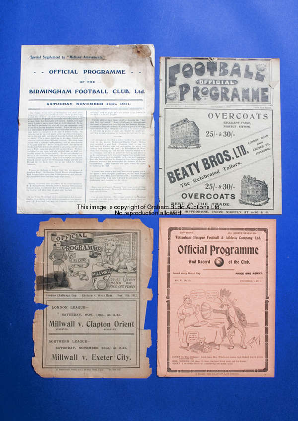London Challenge Cup programme West Ham United v Chelsea played at Millwall 11th November 1912, sing...