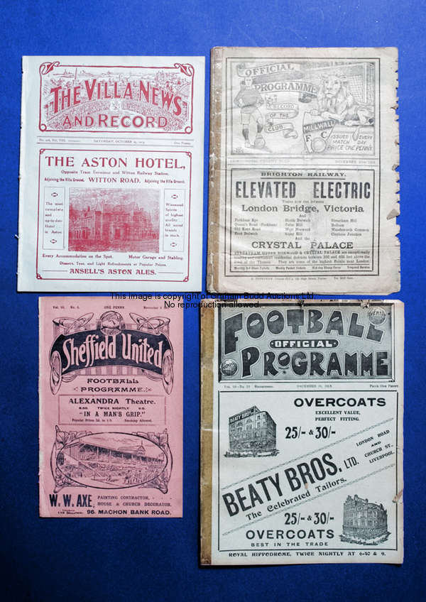 Everton v Chelsea programme 20th December 1913, a combined programme also featuring Liverpool reserv...