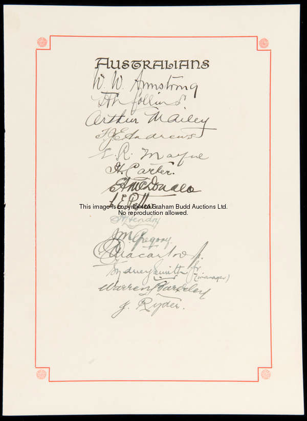 An autographed souvenir programme for the Lancashire v Australia match played at Old Trafford 6th-8t...