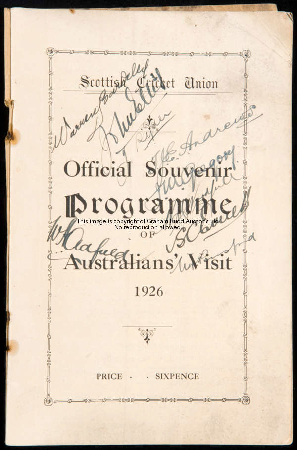 Australian cricket autographs, an official programme for the visit of Australia to Scotland during t...