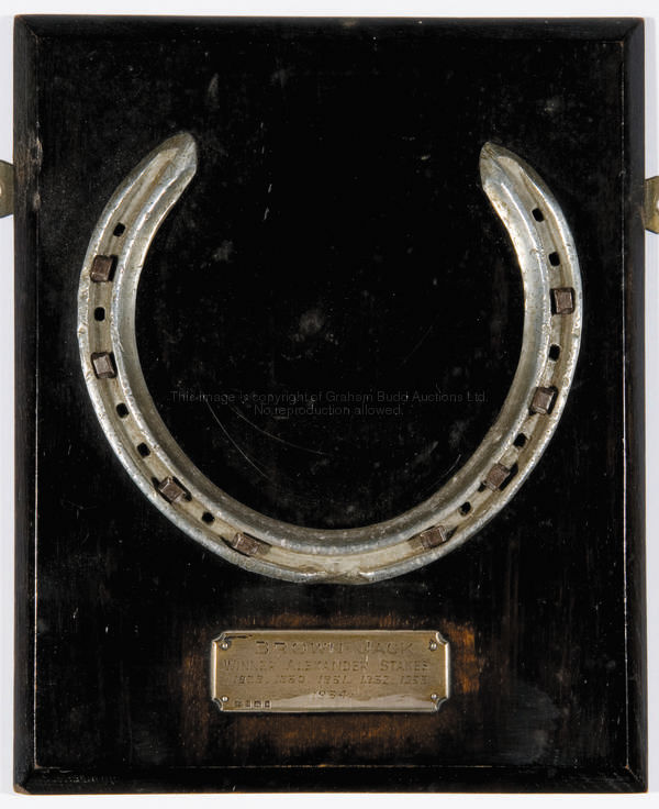 A racing plate worn by Brown Jack when winning his historic sixth consecutive Queen Alexandra Stakes...