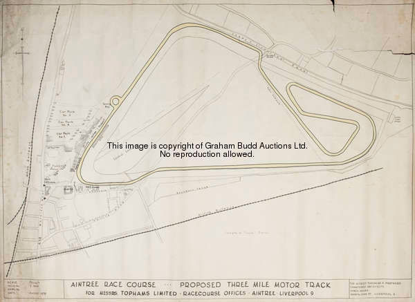 Alternative proposals for the Aintree motor race circuit, previously unseen architectural plans deta...