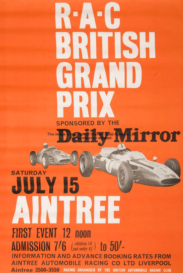 Unused colour posters for all five Grand Prix held at Aintree, comprising 1955, 1957, 1959, 1961 & 1...