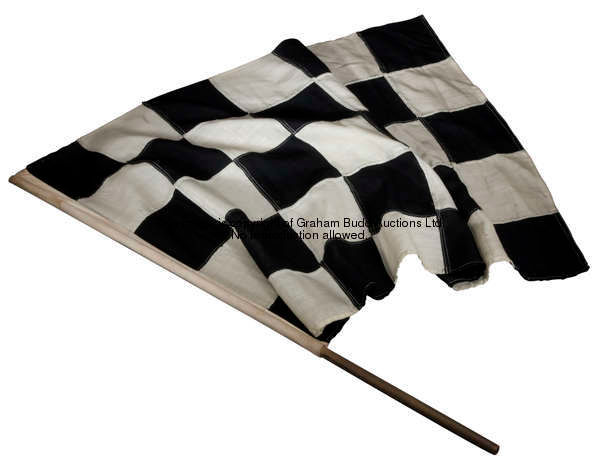 A quantity of Aintree motor racing marshal's signalling flags, comprising the start line black & whi...