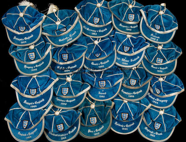 A blue England v Argentina international cap, inscribed ARGENTINA V ENGLAND, 1964  Maurice Norman's ...