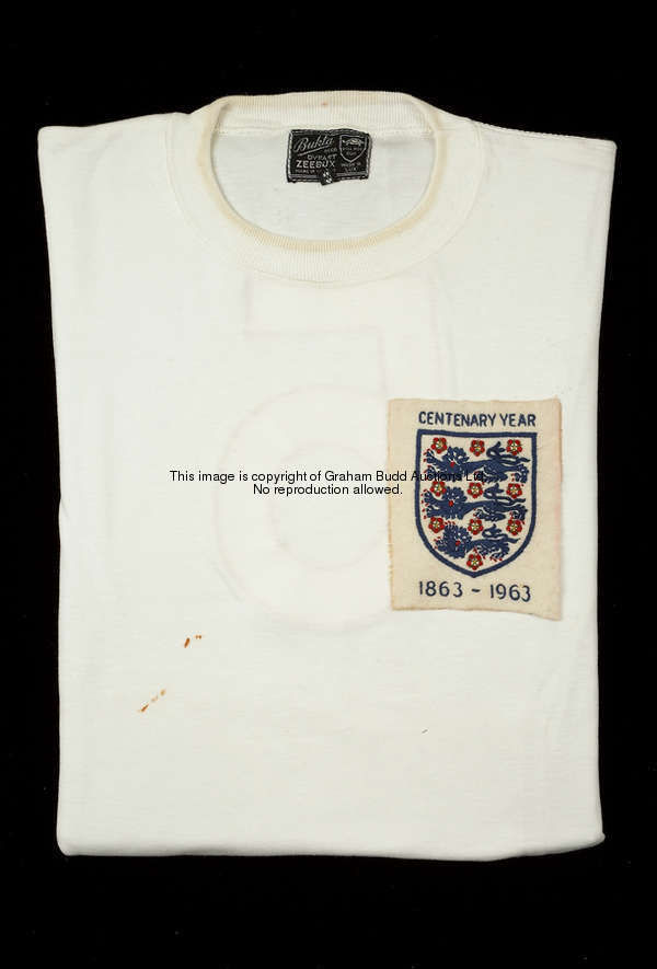 Maurice Norman's white England No.5 international jersey worn v Wales at Cardiff 12th October 1963, ...