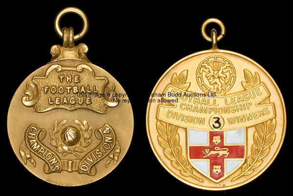 A 9ct. gold Football League Division Four Championship medal,  inscribed THE FOOTBALL LEAGUE, CHAMPI...