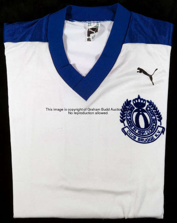 Jan Sorensen: a white and blue Club Brugge No.11 1978 European Cup final jersey, short-sleeved  This...