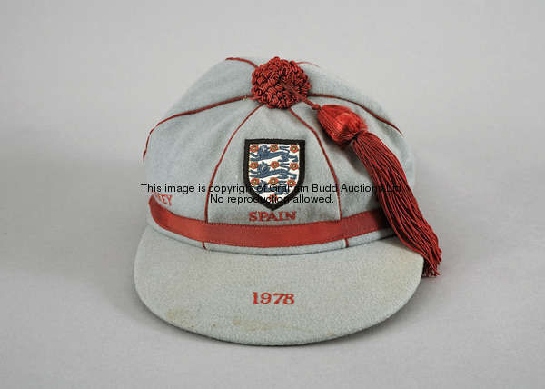 A grey England v Spain Youth International cap 1978  The original recipient of this cap is unknown.