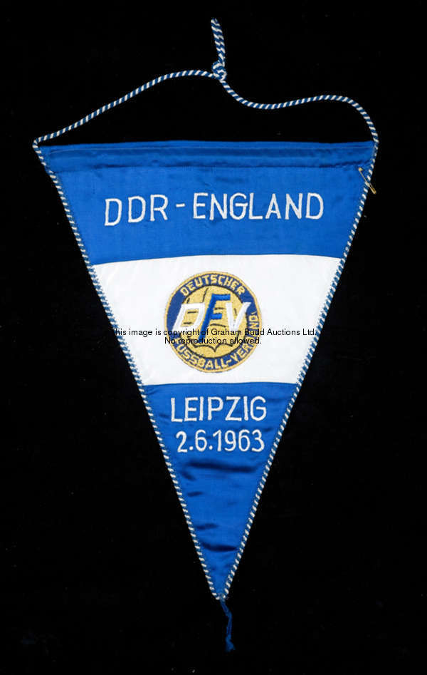 The official East Germany Football Association pennant for the international match v England played ...