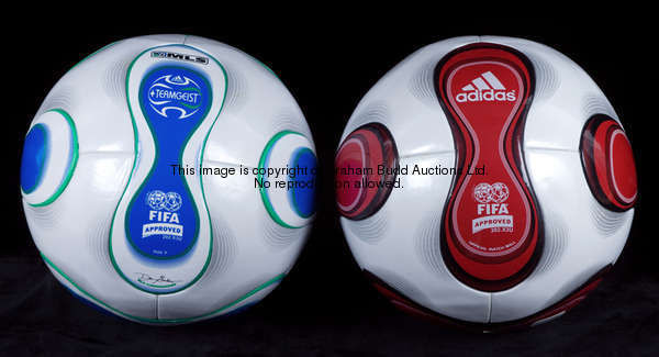 Two Adidas Teamgeist match balls used in L.A. Galaxy matches involving David Beckham, the first in r...