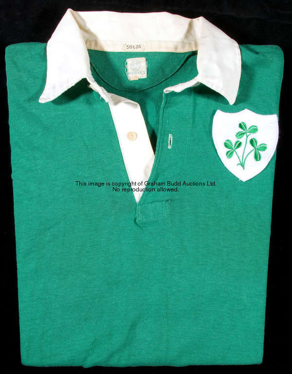 Joe Haverty: a green Republic of Ireland No.11 international shirt circa 1960, with button-up collar...