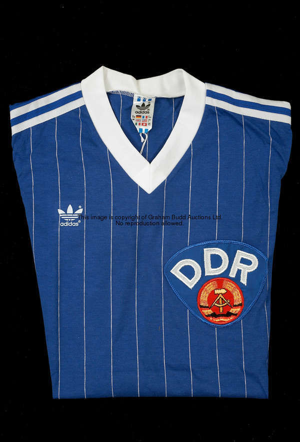 Richard Gough's match-worn blue, white and red Rangers No.4 Coca-Cola Cup  final jersey, with v-neck  - Graham Budd Auctions