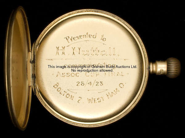 A gold watch presented to Harry Nuttall in commemoration of Bolton Wanderer's victory in the 1923 F....