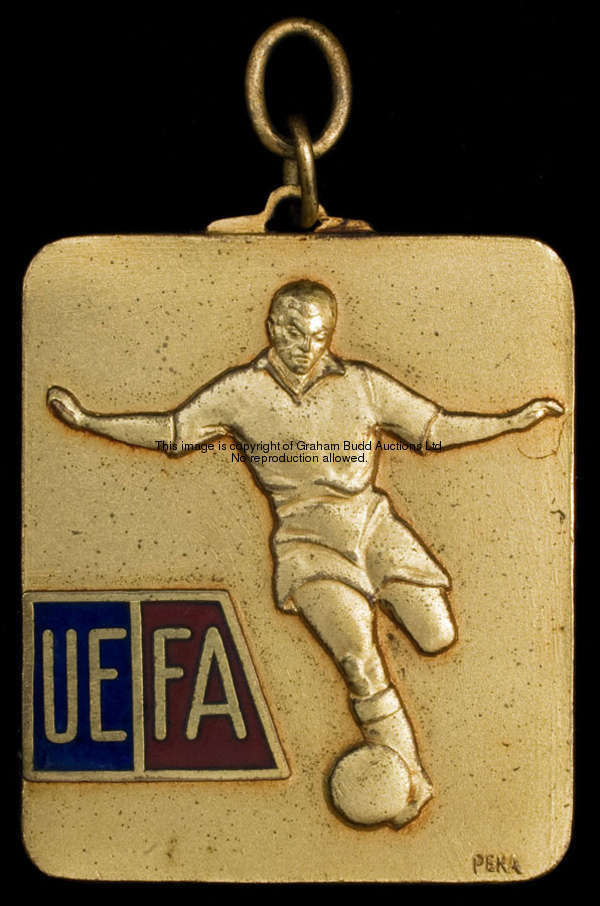 A .750 continental gold & enamel European Cup Winners' Cup winner's medal 1962-63, inscribed UEFA, C...