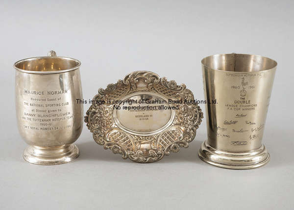 An electroplated tankard commemorating Tottenham Hotspur's 1960-61 Double Winning Season, presented ...