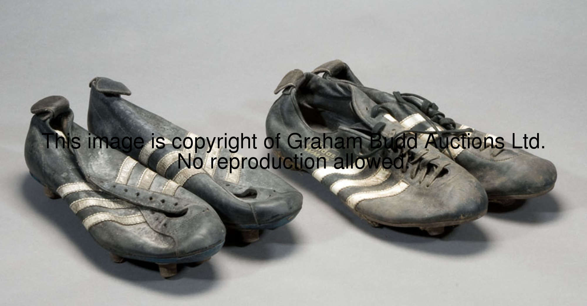 Maurice Norman's 1961 F.A. Cup final boots, a pair of black & white Adidas