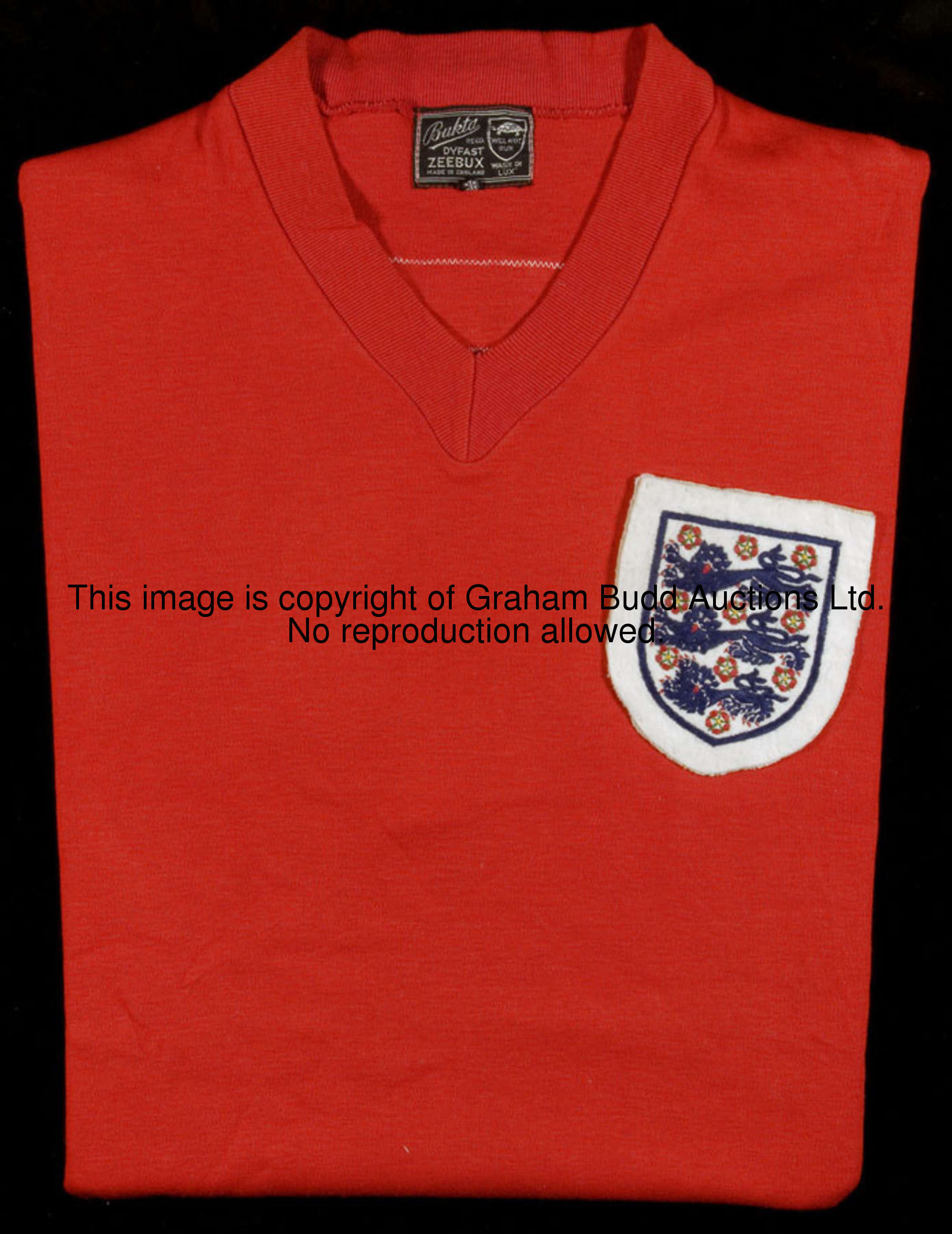 Maurice Norman's England international debut jersey: a red England No.5 worn v Peru in Lima 20th May...