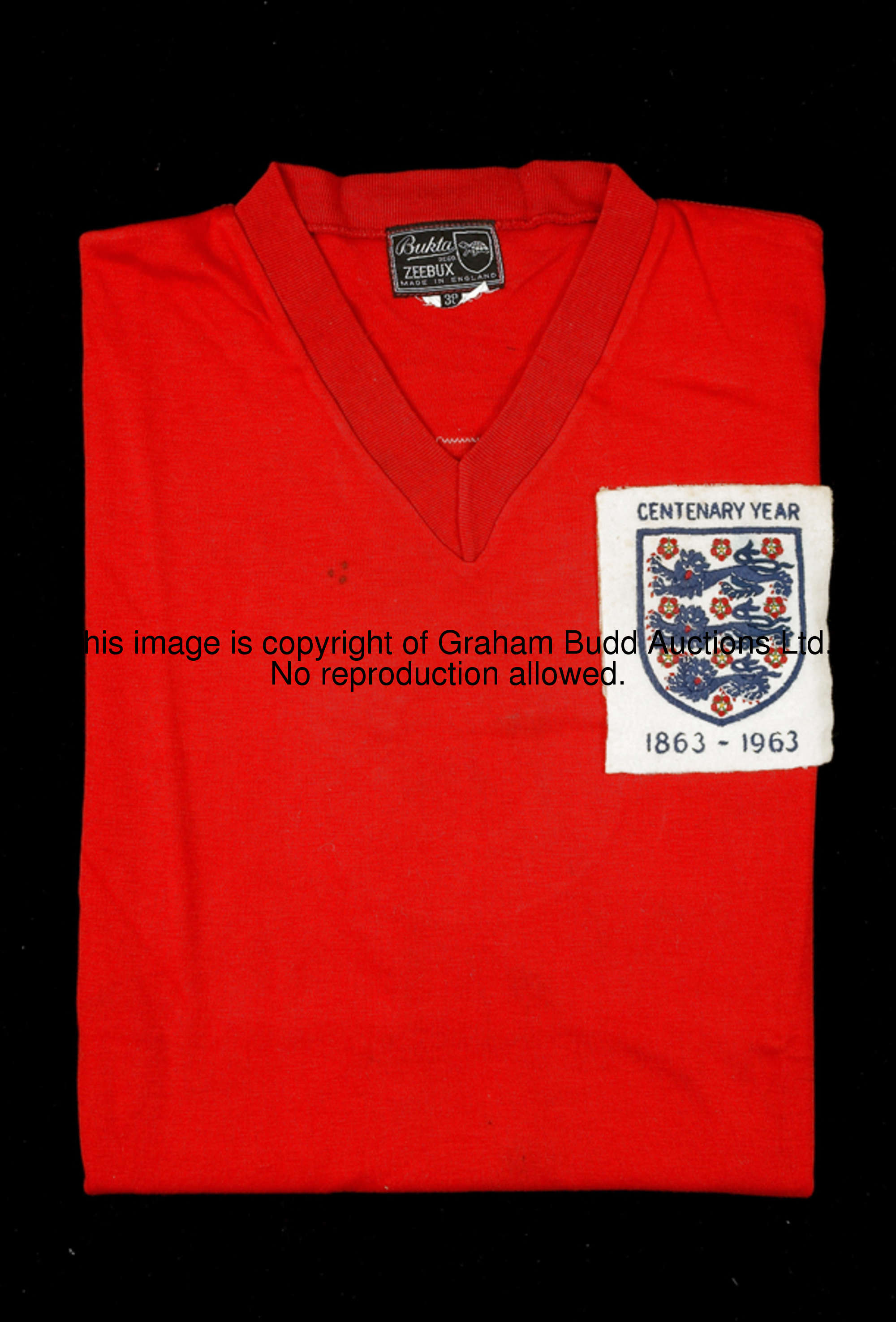 Maurice Norman's red England No.5 jersey from the international v Czechoslovakia in Bratislava 29th ...