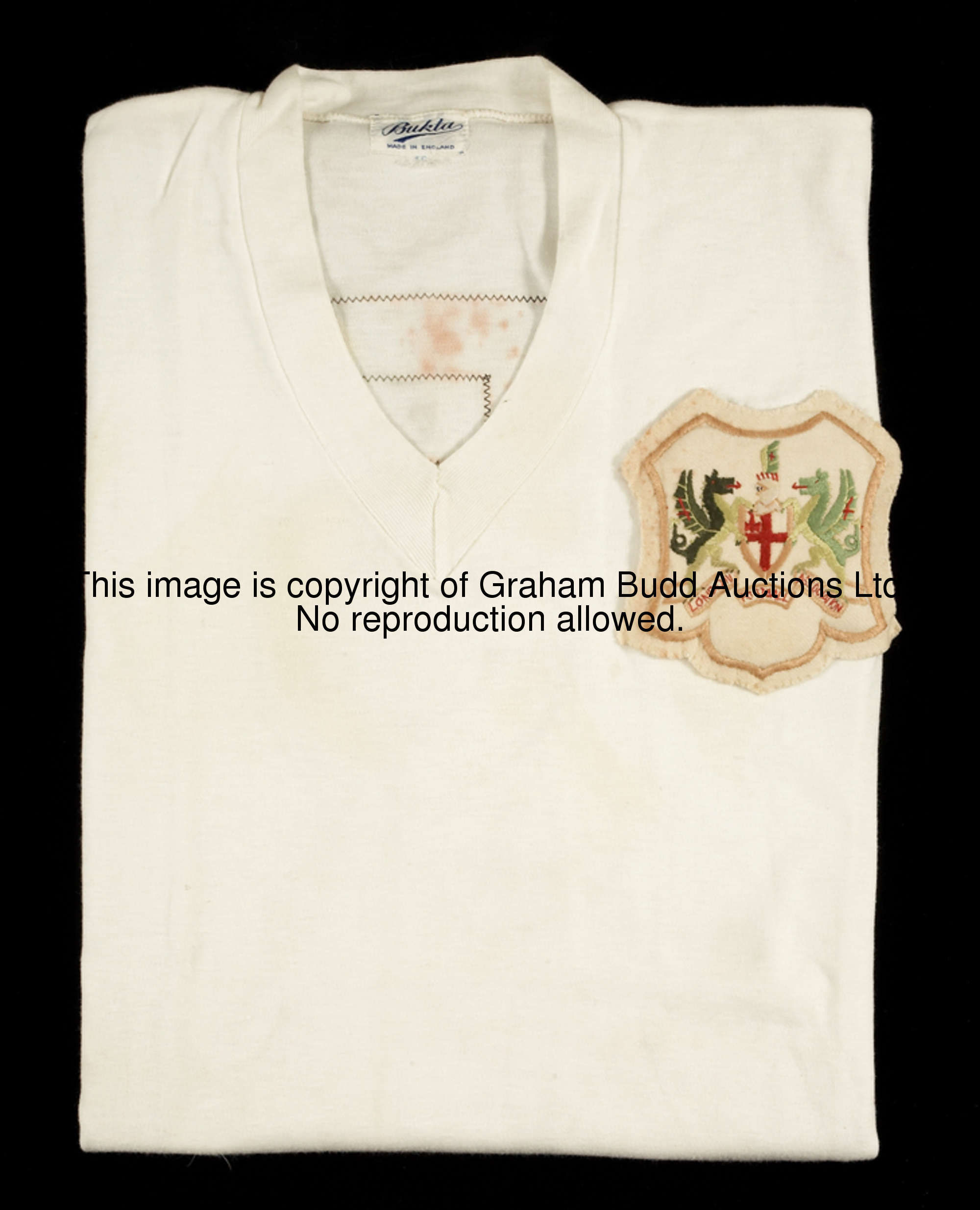 Maurice Norman's white No.5 London Football Association jersey worn in the final of the Inter-Cities...